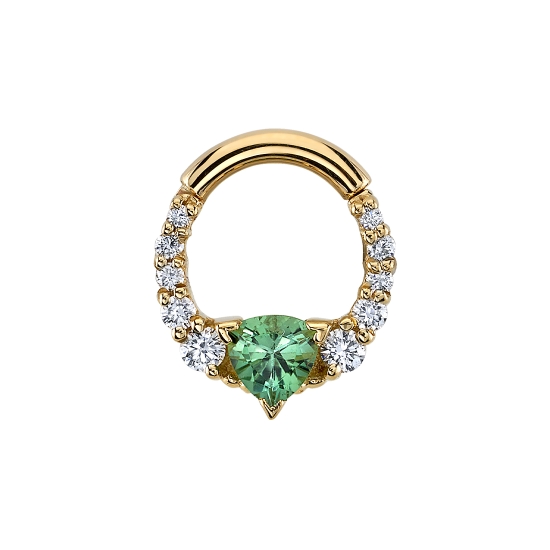 Carina - Graduating Round Prong Accents with 4mm Trillion Prong Center - 16GA Hinge Closure