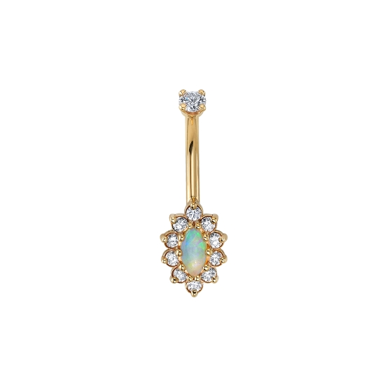 Charm with Bunny - 8mm - .8mm Gem in Eye - Navel Oriented Jump Ring Attached to Ear in BACK