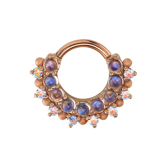 Horizon 2 - Hinge Ring with Row of 2mm Gems Inside and 1.5mm Gems Outside with Bead Accents Between Settings - SANDBLAST BEAD ACCENTS ONLY