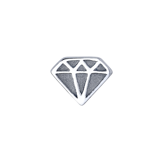 Rook Charm with Diamond Profile - Raised Edges and Sandblasted Hollows - 6mm - Jump Ring to Attach to Navel Facing Ring