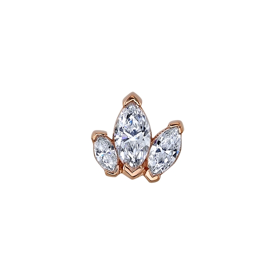 Threaded End - Misa - Staggered Triple Marquise Fan - 3x1.5mm, 5x2.5mm, and 4x2mm Gems - Graduates to the RIGHT