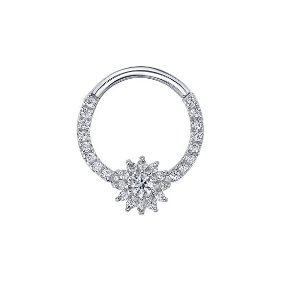 Rose Dahlia - Hinge Ring with 5mm Rose Cluster Center and 1mm Gems All the Way Up Ring