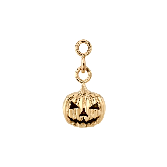 Charm with Pumpkyn Pvtch Jack-O'-Lantern - 6.5mm - ANTIQUED EYES, NOSE, AND MOUTH - 3 Jump Rings to Fit Navel Facing Ring