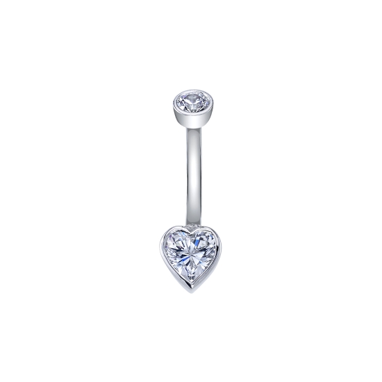 Charm with 5mm Closed Back Heart Bezel Setting - 3x Jump Rings to Attach to Navel Facing Ring