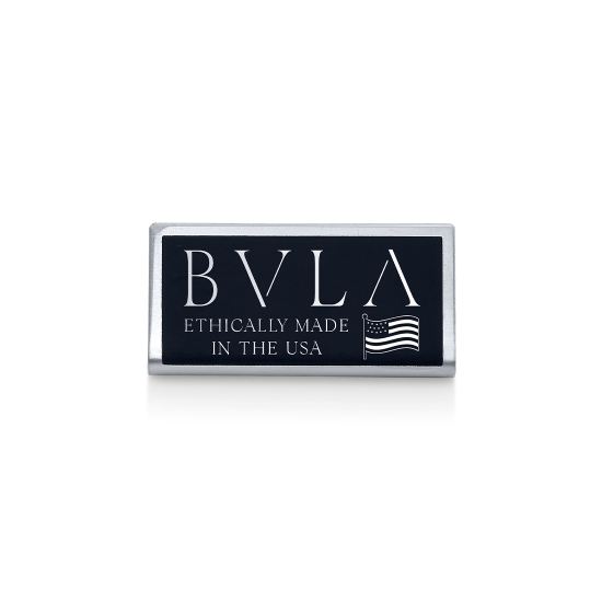 Made In USA Metal Nameplate Stand - Reverse Etched Brushed Stainless with Black Background and Rounded Corners
