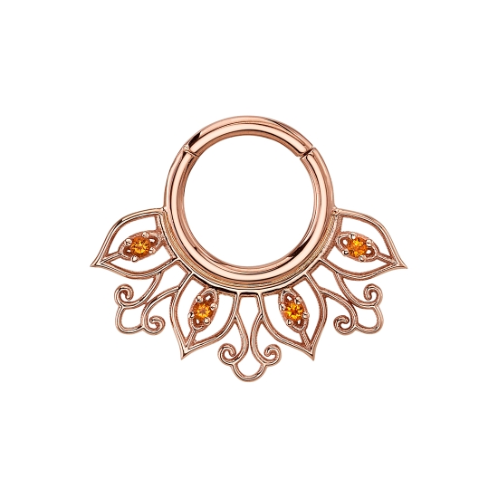 Lilac - Seam Ring with Floral Filigree and (4) 1.25mm Round Prong Accents