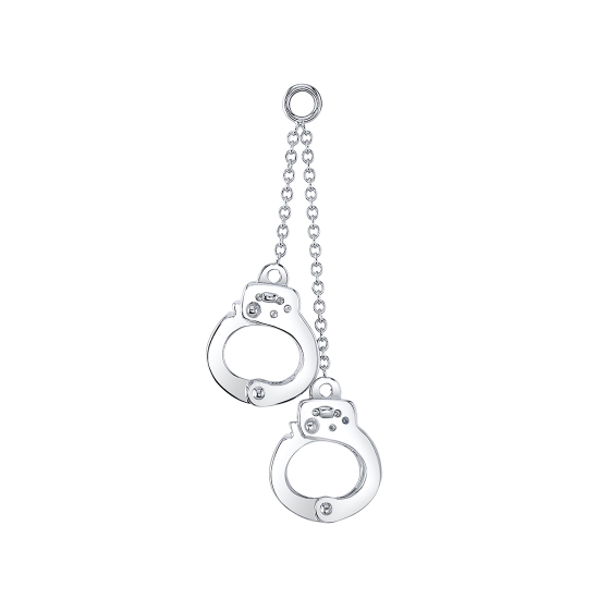 Charm with Two 10mm Handcuffs - Staggered Lengths - 7/8in and 1/2in Platinum Cable Chains with Jump Ring to Fit 12GA