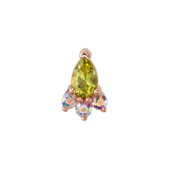 Charm - Daphne - 7x4.5mm - 4x2.5mm Pear V Prong with 3x 1.5mm Round Prong Accents - Jump Ring to Fit Navel Oriented Ring