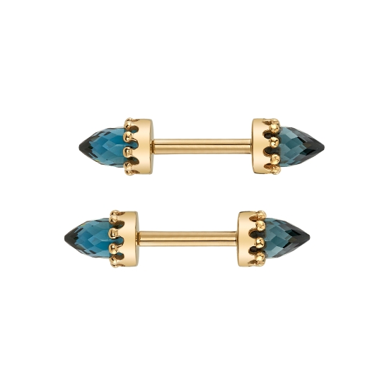 Charm - CABOCHON Crown Prong - 6mm - 4mm Gem - 5x Jump Rings to Attach to 16GA Navel Facing Ring - BULLET POINT DOWN