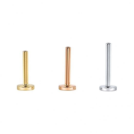 BVLA Disc Back Threaded Labret Post - 14GA 1/4in with 4.7mm Round Disc