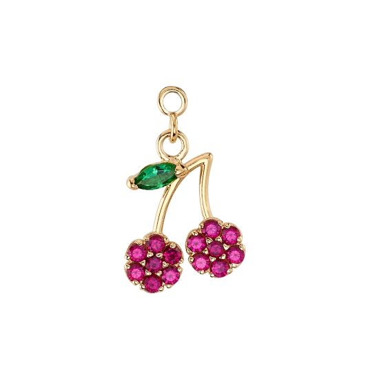 Charm with 3 Jump Rings and 10mm Flower Cherries - 2x 5mm Flower #1 with 4x2mm Marquise V Prong - Jump Ring to Attach to Navel Facing Ring
