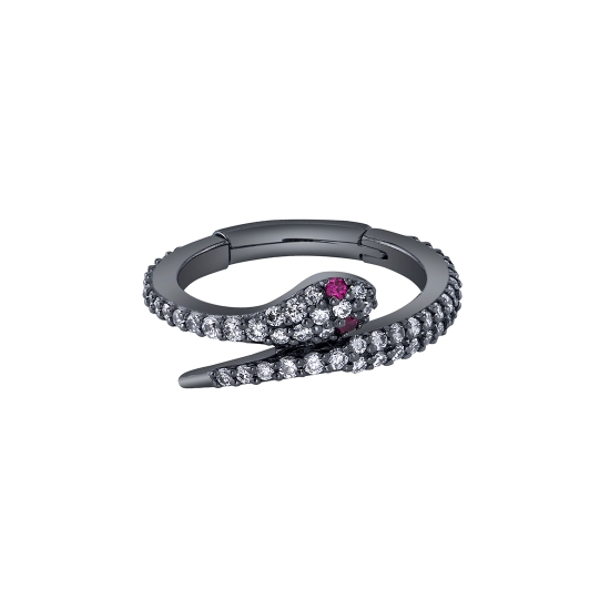 Medusa - Snake Hinge Ring with (47) 1mm Gems and (7) 1.25mm Gems - 16GA Hinge Closure