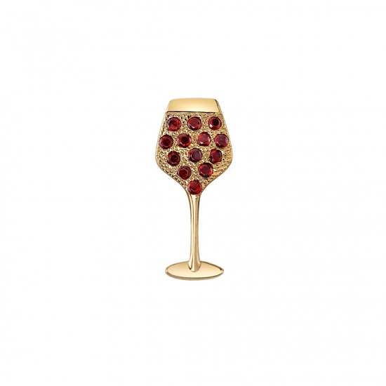 Threaded End with Red Wine Glass - 12mm - 13x 1mm Pave Gems