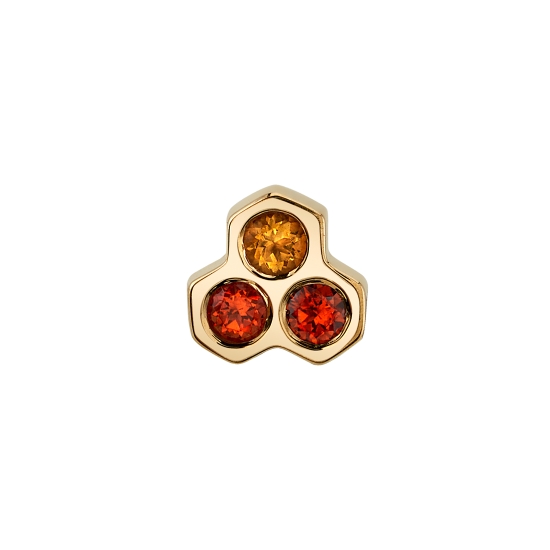 Charm - MODIFIED Dulce - Triple Honeycomb Cluster - 6mm - (2) 2mm Round Gems and (1) Open Setting - 16ga Jump Ring to Attach Nipple Oriented Above Open Setting