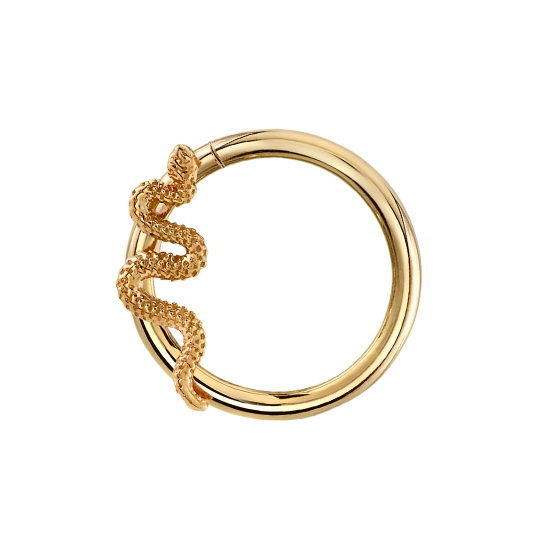 Charm with LEFT Delicate Snake - 9mm - Jump Ring to Attach to Navel Facing Ring - HEAD UP