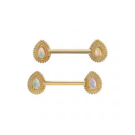 Charm with Tiny Afghan Pear - 7x5mm - 3x2mm Pear Prong Center - Jump Ring to Attach to Navel Facing Ring