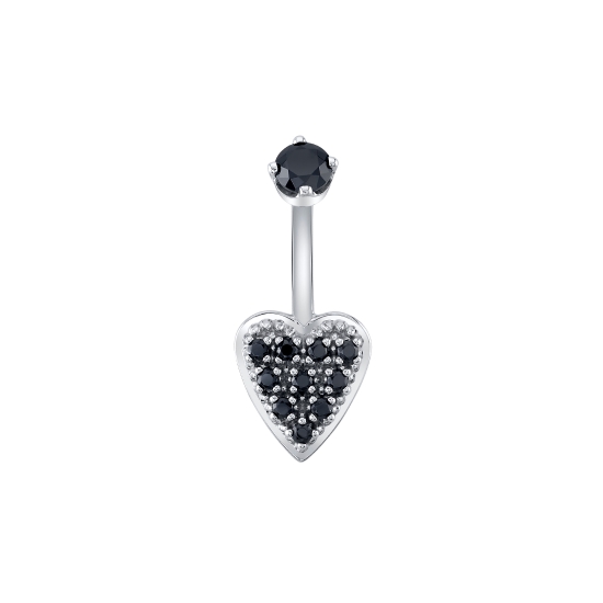 Curved Barbell - Purisma - Threaded 4mm Prong Top and Fixed 10mm Micro Pave Heart with 10x 1.5mm Gems Bottom