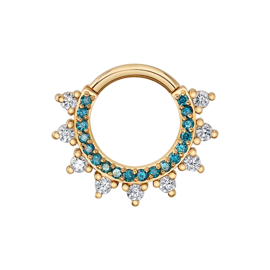 Gem Kolo - Hinge Ring with Row of 1mm Prongs on Ring and 1.5mm Accent Prongs Below - 16GA Hinge