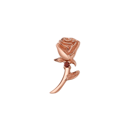 Threaded End - Jess Rose - 11mm - Rose and Stem with 1mm Round Prong - CURVED TO THE LEFT