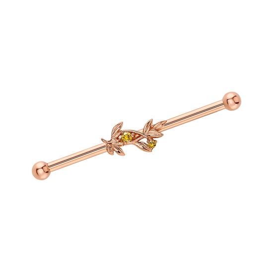 Industrial Barbell - 14GA 1 1/4in Straight Barbell with Jessamine Fixed on Top - Threaded 5/32in Beads