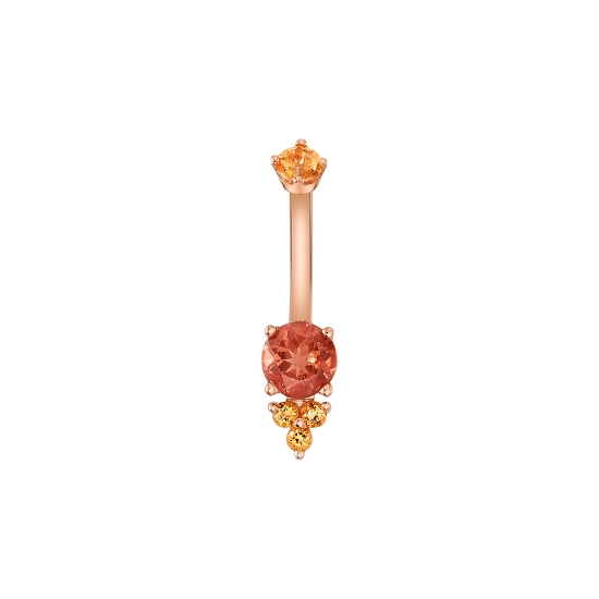Curved Barbell - Round with Tri Accent - Threaded 3mm Prong Top and Fixed 5mm Round Prong with 1.75mm Tri Prong Accent Bottom
