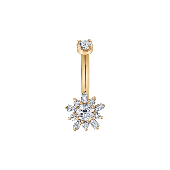 Threaded End - 5.5mm Elaine - 5x 1.25x1x.75mm Tapered Baguettes, 5x 1mm Rounds, and 2mm Round Center