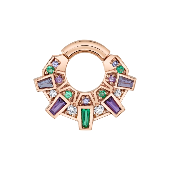 Atlantean - Hinge Ring with (5) Graduating Baguette Bezels with (8) 3 Prong Accents in Between and on Either SIde of Bezels and Inside Row of (5) Decorative 1.5mm 3 Prong Settings Above