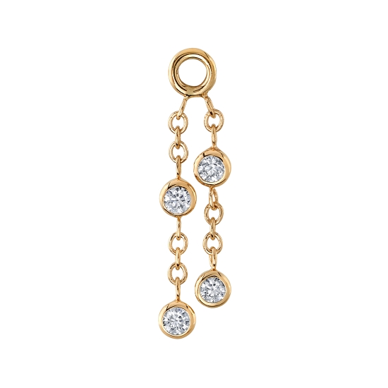 Charm - Mischief - 2 Lengths of Graduating 1mm Cable Chain with 2x 1.5mm Bezels on Each Length - LONGER CHAIN TO MEASURE 12mm TOTAL INCLUDING BEZELS - Jump Ring to Fit Navel Facing Ring