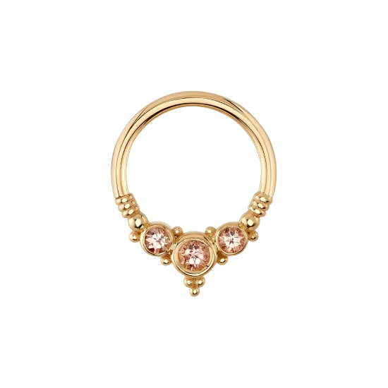 Sylvie - Seam Ring with 2x 2mm Bezels, 2.5mm Bezel Center with Bead Accents & Faux Wire Wrap