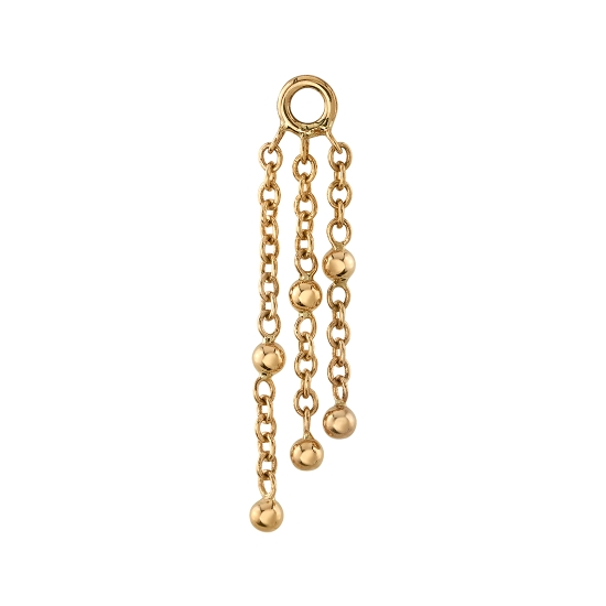 Charm - Raindrops - 3 Lengths of 1mm Cable Chain with 2x 1.5mm Beads on Each Length - Jump Ring to Fit 12GA Navel Facing Ring