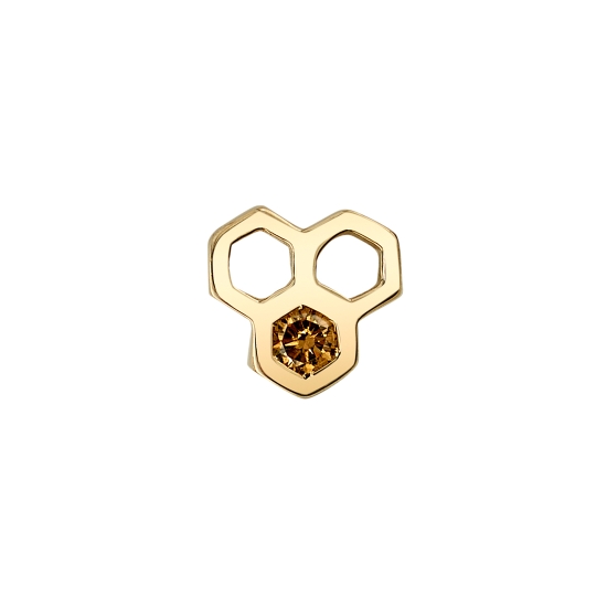 Threaded End - SINGLE GEM Dulce - Triple Honeycomb Cluster - 6mm - (1) 2mm Round Gem and (2) Open Settings