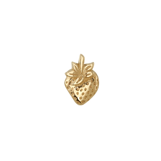 Charm with Strawberry - 7x5mm - Jump Ring to Attach to Navel Facing Ring