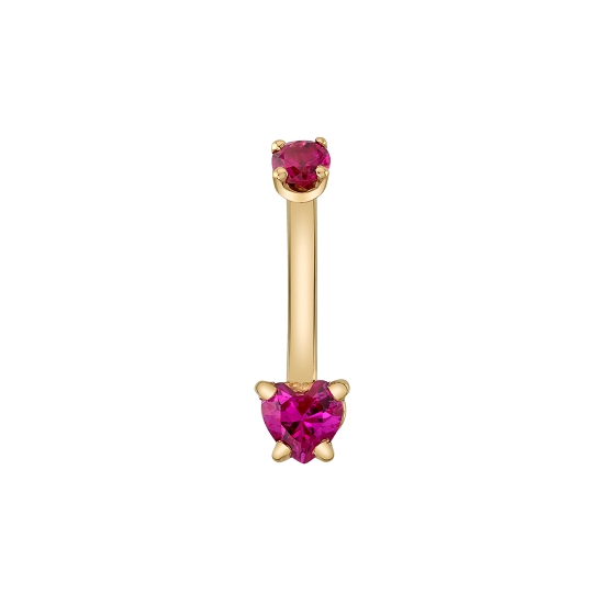 Charm with 3x 2mm Round Prongs and 5mm Closed Back Heart Four Prong Setting - Jump Ring to Attach to Navel Facing Ring