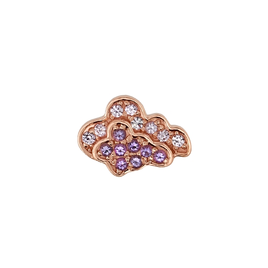 Threaded End - Azula Cloud - 9x6mm - Double Cloud Shape with 16x Round Micro Pave Set Gems - 1mm Gems