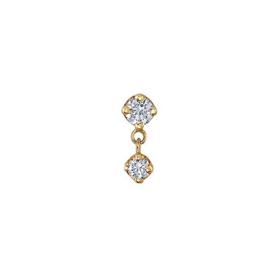 Pin - Duet - 2mm Round Four Prong Setting with 1.5mm Round Four Prong Dangle Connected by 2x Links of 1mm Cable Chain