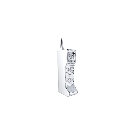 Charm with Sidney - 12mm - LEFT FACING - Cordless Phone - 3x Jump Rings Attached At Top Of Phone - Jump Ring to Attach to Nipple Facing Ring