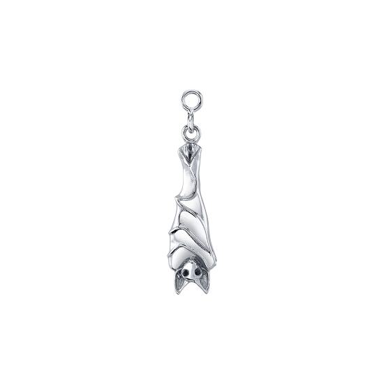 Charm - Morbius - 17x6mm Hanging Bat with 0.8mm Gems in Eyes - 3 Jump Ring Dangle Attached at Feet - To Fit Navel Oriented Ring