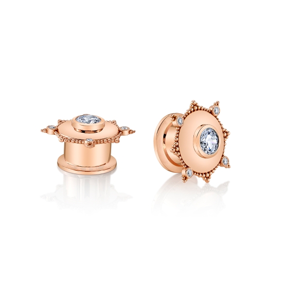 Threaded End with Medium Kandy - 10mm - 2mm Bezel Surrounded by 4 1.25mm Gems with Beaded Accent