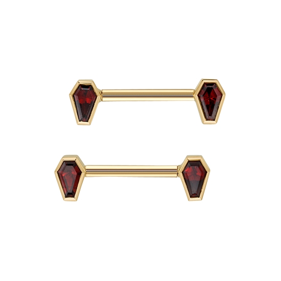 Threaded End with Coffin Bezel - 7x5mm with 6x4mm Gem