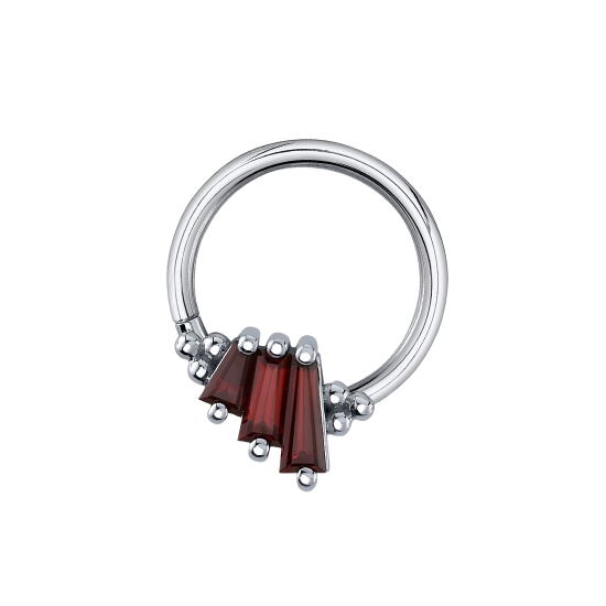 Threaded End - Devotion - Strip of 3 Tapered Baguette Bar Settings in a Curved Cluster with Tiny Bead Accents - 3x2x1mm, 4x2x1.5mm, 5x2x1mm - Gems Graduating To The Right