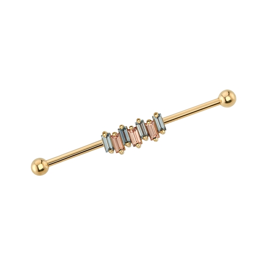 Threaded End with LARGE Madison - 14.5x7mm - (7) 4x2mm Staggered Baguette Prongs