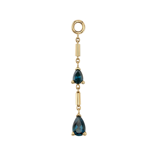 Charm - Two Tears - Single Lengths of Ophelia Chain with (1) 3x2mm Pear V Prong and (1) 4x2.5mm Pear V Prong - 3/4in Total Length - Jump Ring to Fit Navel Oriented Ring
