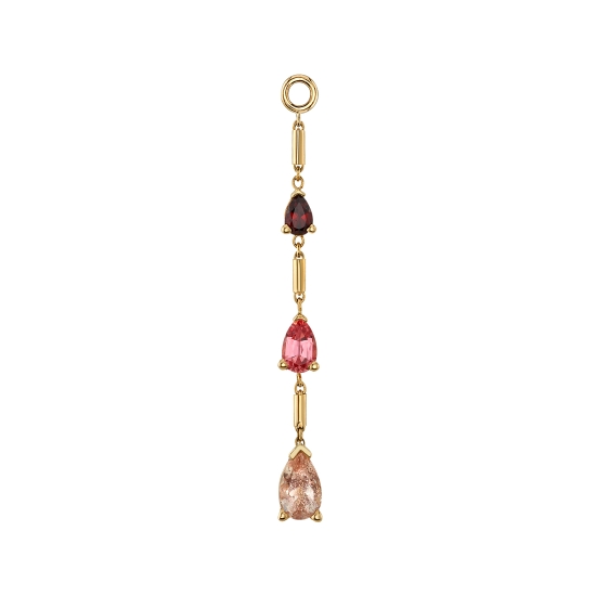Charm - Three Tears - Single Lengths of Ophelia Chain with (1) 3x2mm Pear V Prong, (1) 4x2.5mm Pear V Prong, and (1) 5x3mm Pear V Prong - 1 1/16in Total Length - Jump Ring to Fit Navel Oriented Ring