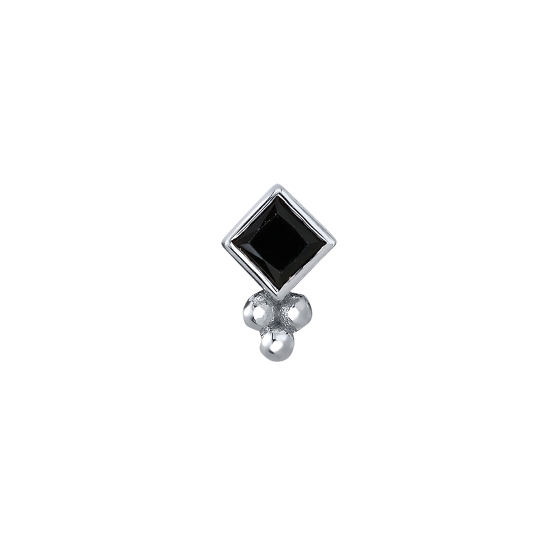 Pin with 2mm Princess Bezel with Tri Bead Accent