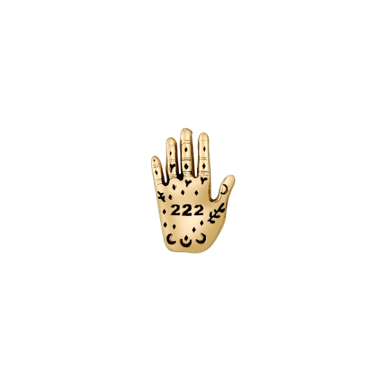 Threaded End with Adriana - 12mm Palmistry Hand with Decorative Details and "222" in Center - ANTIQUE FINISH