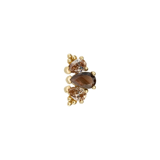 Threaded End with Graduated 3 Gem Pear Panaraya - 10mm - (2) 4x2.5mm Pear Prongs with 5x3mm Pear Prong Center and Tiny Bead Accents