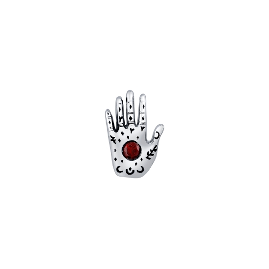 Threaded End with Ava - 12.5mm Palmistry Hand with Decorative Details and 2.5mm Gem in Center - ANTIQUE FINISH