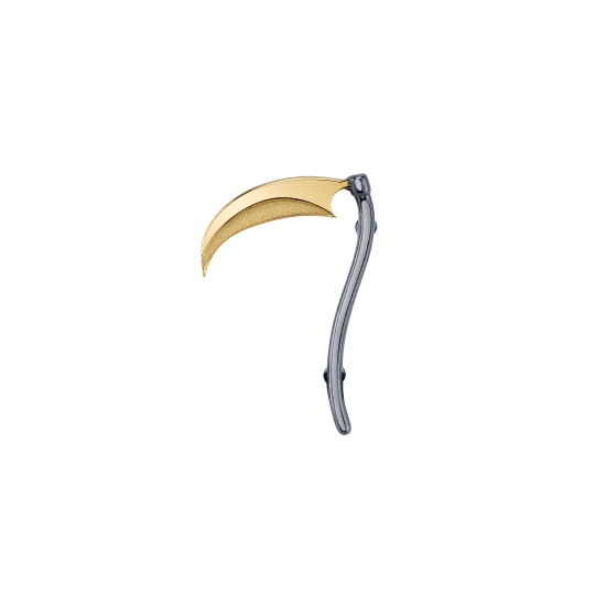 Charm with Right Scythe - 12.5mm - WITH SANDBLASTED BLADE EDGE - 18GA Jump Ring Fixed to Top Corner of Scythe with Jump Ring To Fit Navel Facing Ring