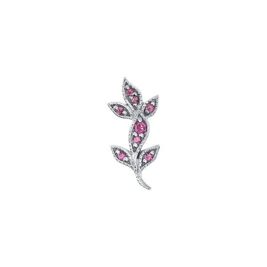 Pin with Small Heart Harlequin - 3.5mm - 1.5mm Gem - 2mm Round Four Prong Dangle Connected by 2x Links of 1mm Cable Chain