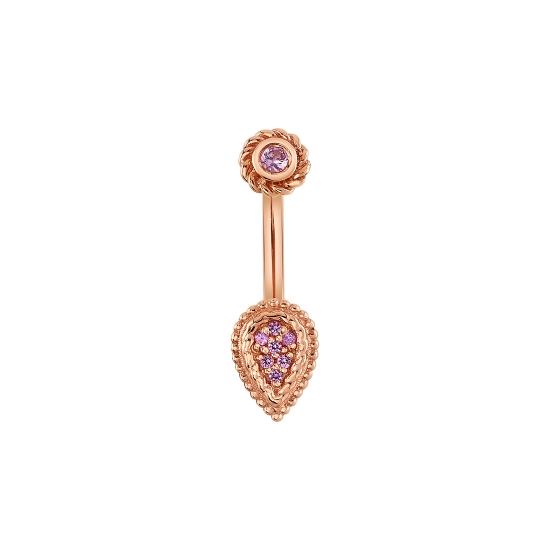 Drilled Diamond Pear With 2x Jump Rings To Fit 16GA Navel Oriented Ring